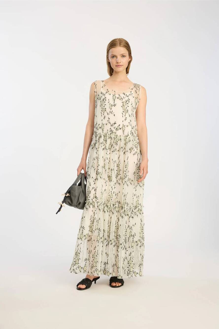 NEW MUNTHE barina maxi dress in beige print kit